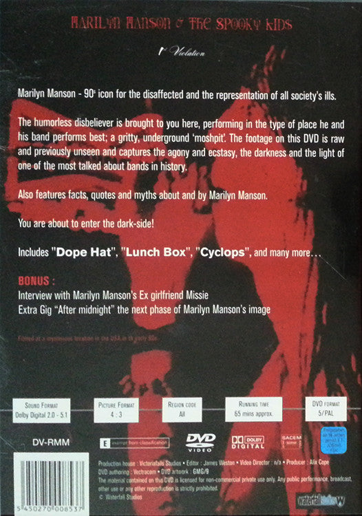 Marilyn Manson & The Spooky Kids : 1st Violation (DVD-V)