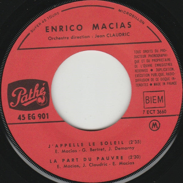 Enrico Macias : J'appelle Le Soleil (7", EP, RP)