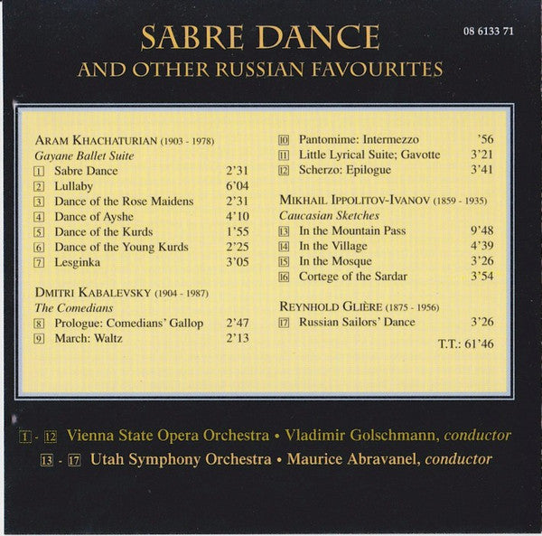 Aram Khatchaturian / Dmitry Kabalevsky / Reinhold Glière, Orchester Der Wiener Staatsoper, Vladimir Golschmann : Sabre Dance And Other Russian Favorites (CD)