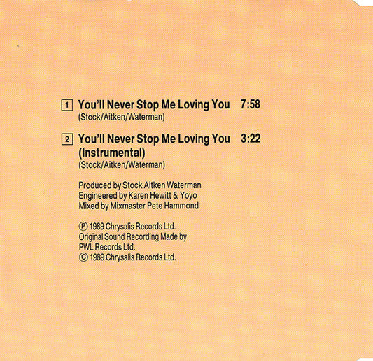 Sonia : You'll Never Stop Me Loving You (CD, Maxi)