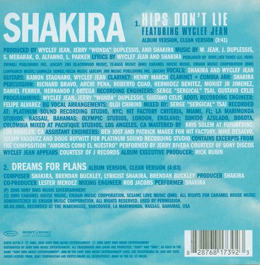 Shakira Featuring Wyclef Jean : Hips Don't Lie (CD, Single, Car)