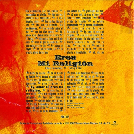 Maná Featuring Zucchero : Eres Mi Religión (CD, Single, Promo)