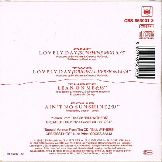 Bill Withers : Lovely Day (Sunshine Mix) (CD, Mini, Maxi)