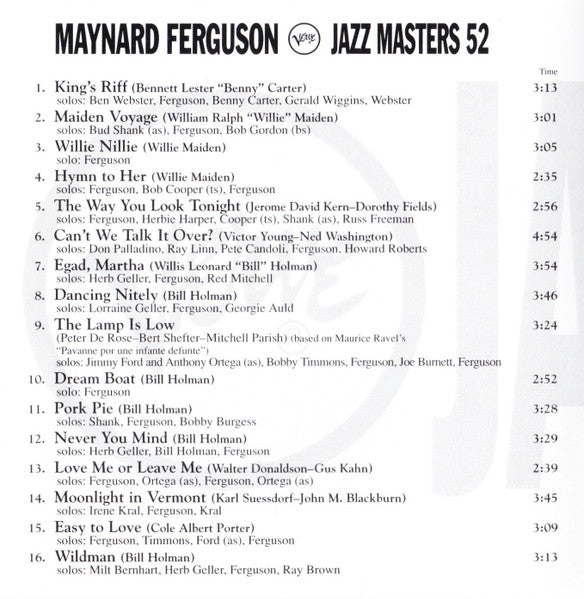 Maynard Ferguson : Verve Jazz Masters 52 (CD, Comp)