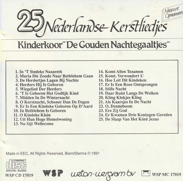 De Gouden Nachtegaaltjes : 25 Nederlandse-Kerstliedjes (CD, Album)