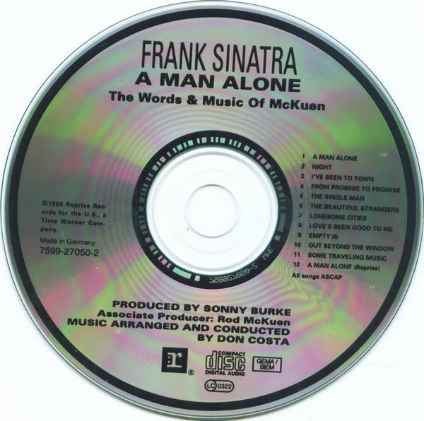 Frank Sinatra : A Man Alone (The Words & Music Of McKuen) (CD, Album, RE)