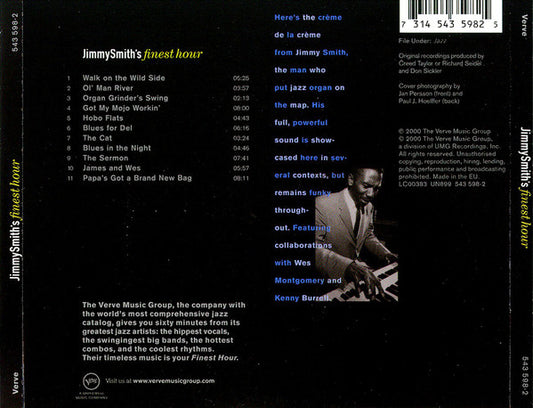 Jimmy Smith : Jimmy Smith's Finest Hour (CD, Comp, RE, RP)