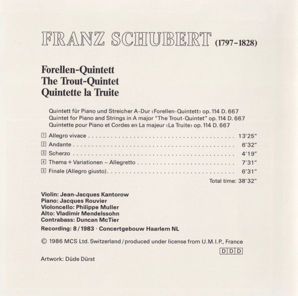Franz Schubert : Forellen-Quintett • The Trout Quintet • Quintette La Truite (CD)