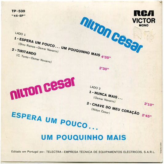 Nilton Cesar : Espera Um Pouco... Um Pouquinho Mais (7", EP, Mono)