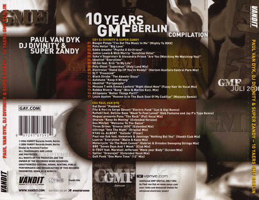 Paul van Dyk, DJ Divinity & Super Zandy : 10 Years GMF Berlin Compilation (2xCD, Comp, Mixed)
