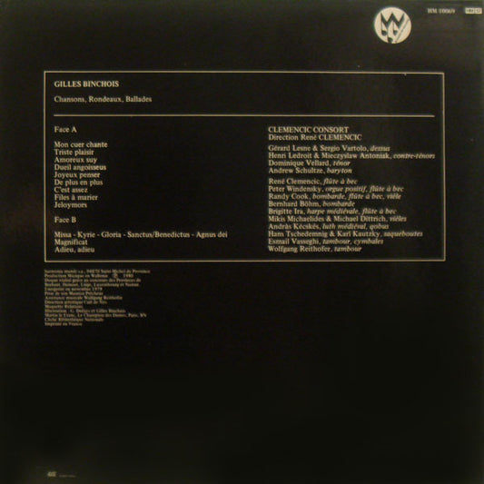Gilles Binchois / Clemencic Consort : Chansons,Rondeaux, Ballades, Missa, Magnificat (LP, Album, Gat)