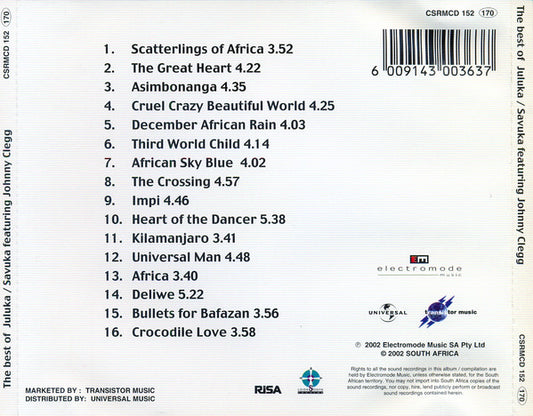Juluka / Johnny Clegg & Savuka Featuring Johnny Clegg : The Best Of Juluka / Savuka Featuring Johnny Clegg (CD, Comp, RE)
