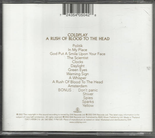 Coldplay : A Rush Of Blood To The Head (CD, Album)