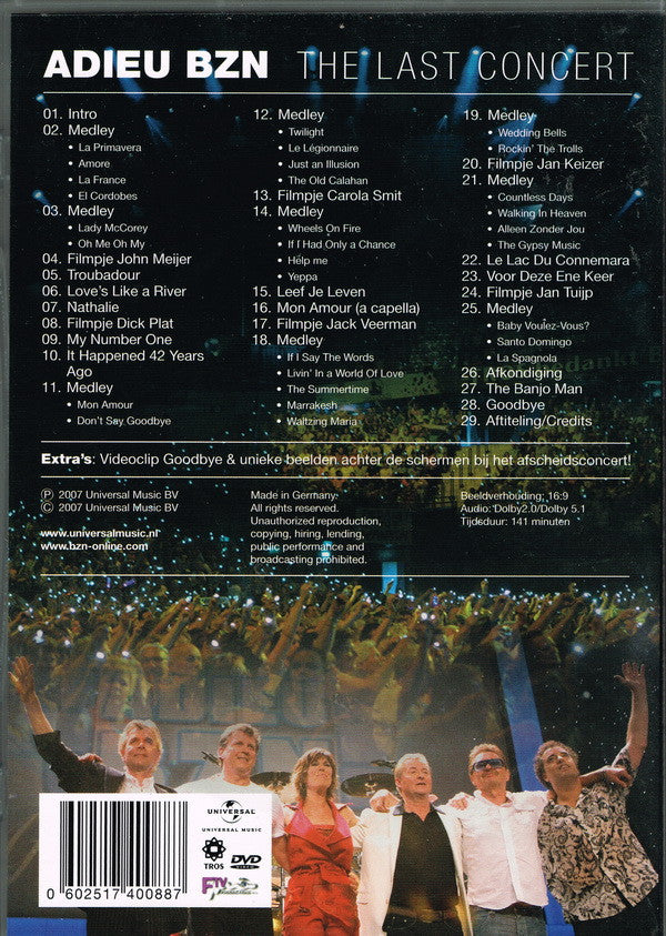 BZN : Adieu BZN - The Last Concert (DVD-V, Album, Multichannel)
