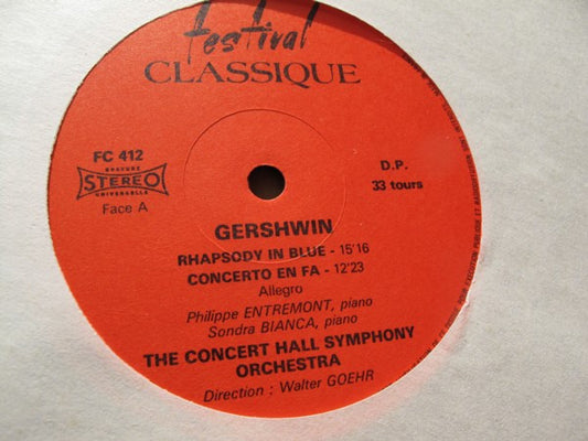 George Gershwin, Philippe Entremont, Sondra Bianca, The Concert Hall Symphony Orchestra : Rhapsody In Blue - Concerto En Fa Variations Sur «I Got Rhythm» (LP, Album, RE)