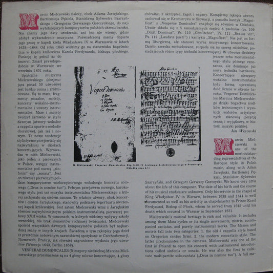 Marcin Mielczewski, Chór Polskiego Radia We Wrocławiu And Warszawska Orkiestra Kameralna, Edmund Kajdasz : Vesperae Dominicales (LP, Album, Mono, Blu)