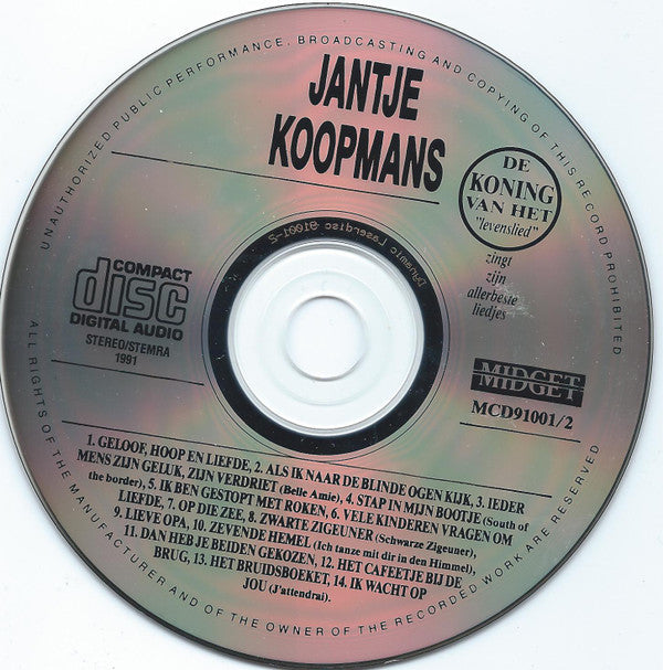 Jantje Koopmans : De Koning Van Het "Levenslied" Zingt Zijn Allerbeste Liedjes (CD, Comp)