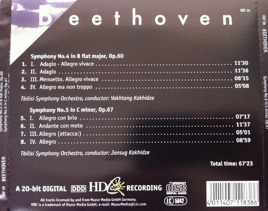 Ludwig van Beethoven : Symphony No.4 in B flat major, Op.60 / Symphony No.5 in C minor, Op.67 (CD)