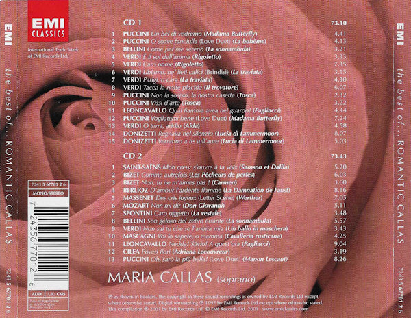 Maria Callas : The Best Of Romantic Callas (2xCD, Comp, Mono)