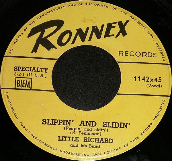 Little Richard And His Band : Long Tall Sally / Slippin' And Slidin' (Peepin' And Hidin') (7", Single)