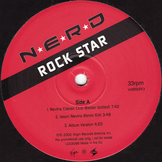 N*E*R*D : Rock Star (12", Promo)