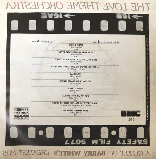 The Love Theme Orchestra : A Medley Of Barry White's Greatest Hits (7")