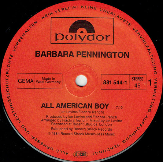Barbara Pennington : All American Boy (12", Maxi)
