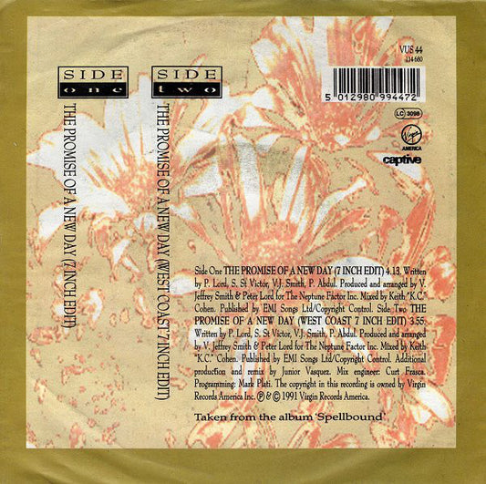 Paula Abdul : The Promise Of A New Day (7", Single)