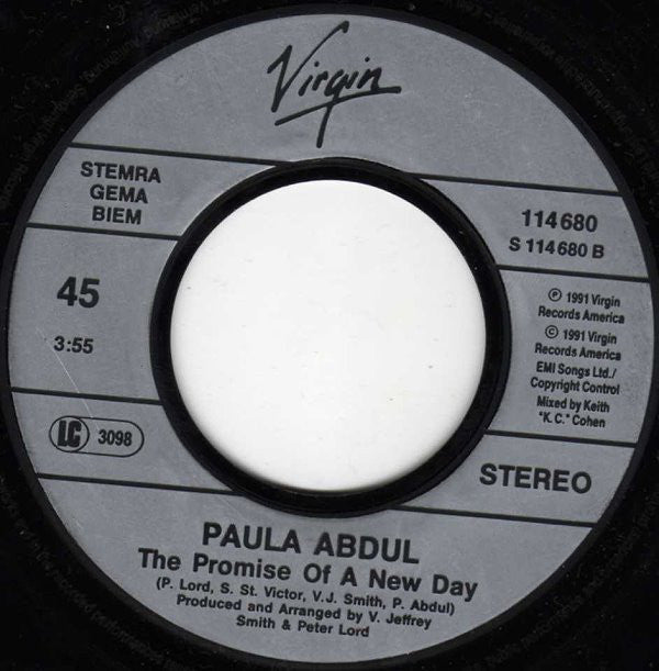 Paula Abdul : The Promise Of A New Day (7", Single)