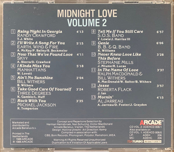 Various : Midnight Love (13 Beautiful Love Songs) Volume 2 (CD, Comp)