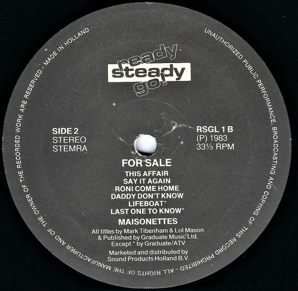 The Maisonettes : Maisonettes For Sale (LP, Album)