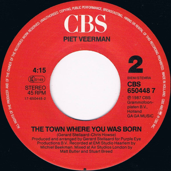 Piet Veerman : Sailin' Home (7", Single)