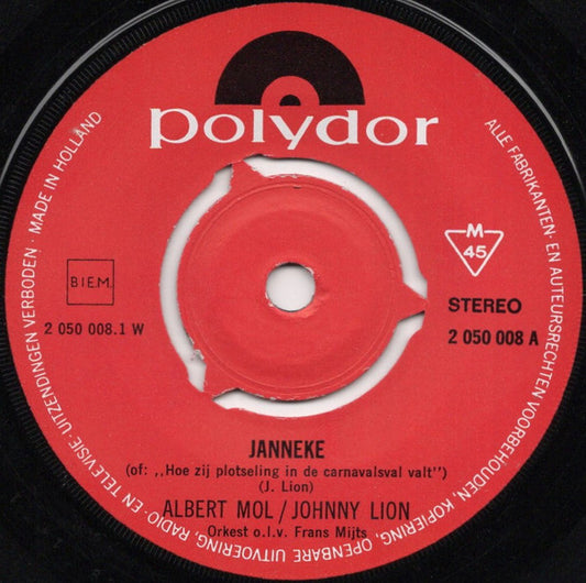 Albert Mol & Johnny Lion : Janneke (7", Single)