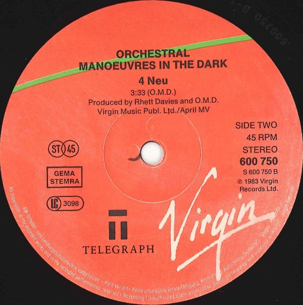 Orchestral Manoeuvres In The Dark : Genetic Engineering (312mm Version) (12", Single)