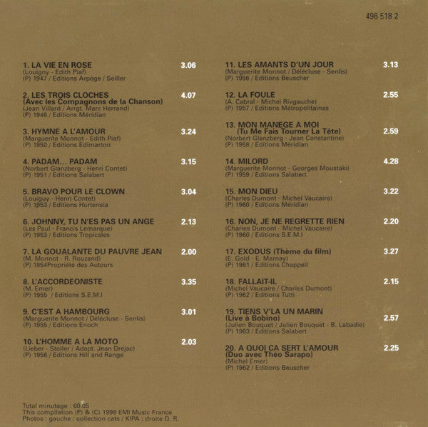 Edith Piaf : 20 Chansons D'or (CD, Comp)