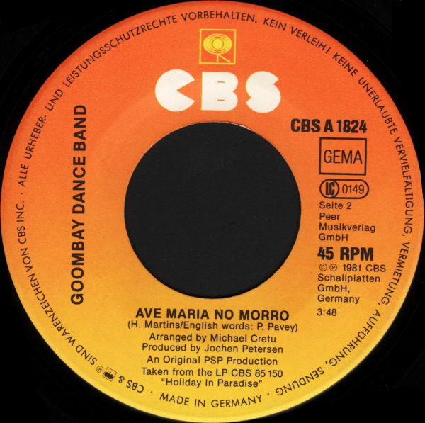 Goombay Dance Band : Christmas At Sea / Ave Maria No Morro (7", Single)