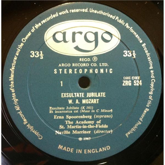 Wolfgang Amadeus Mozart - Erna Spoorenberg, Sir Neville Marriner Directs The The Academy Of St. Martin-in-the-Fields : Exsultate Jubilate (LP)