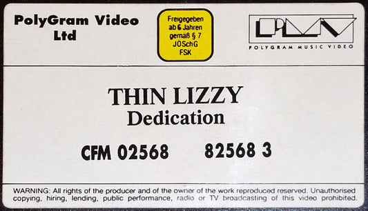 Thin Lizzy : Dedication: The Very Best Of Thin Lizzy (VHS, Comp, PAL)