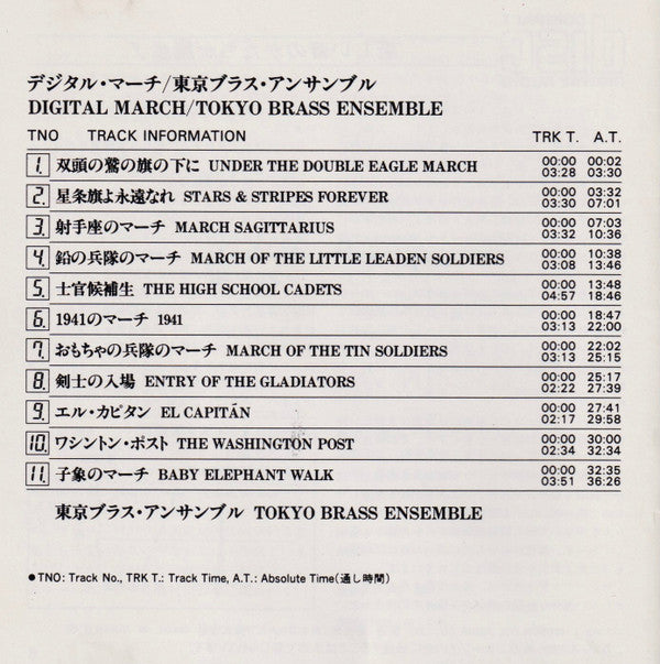 Tokyo Brass Ensemble : Digital March (CD, Album, RE, Emp)