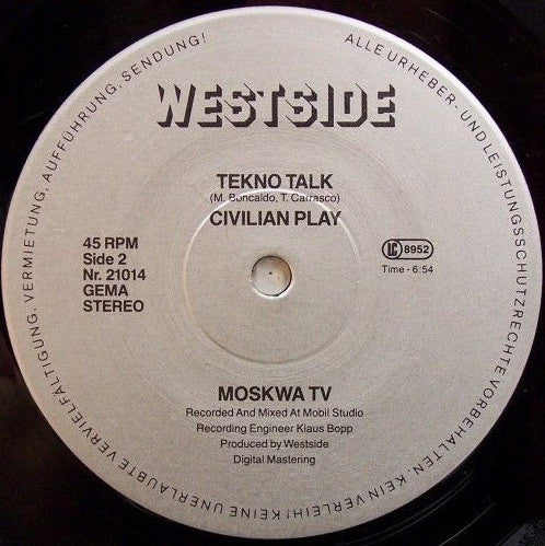 Moskwa TV : Tekno Talk (Bombing Mix) (12")