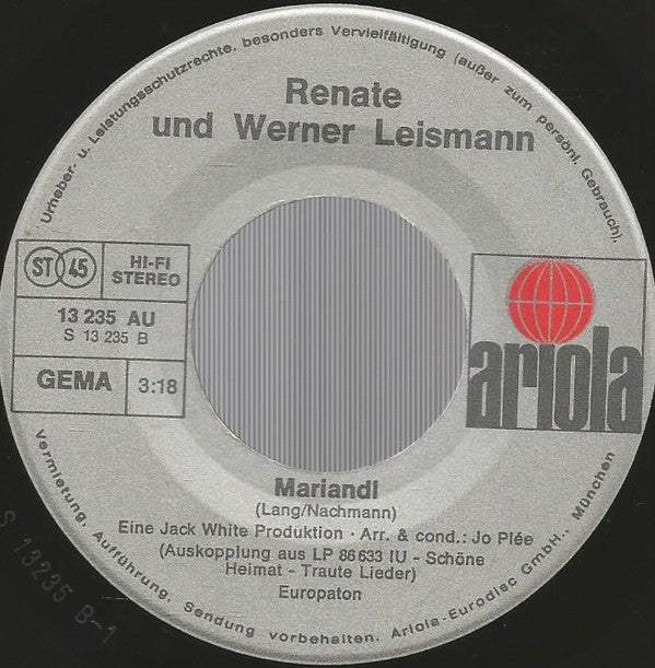 Renate Und Werner Leismann : Du Bist Die Rose Vom Wörthersee (7", Single)