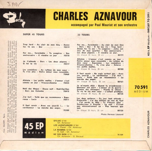 Charles Aznavour : Sylvie (7", EP, RE)