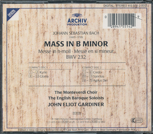 Johann Sebastian Bach - John Eliot Gardiner : Mass In B Minor = Messe In H-moll = Messe En Si Mineur (2xCD, Album)