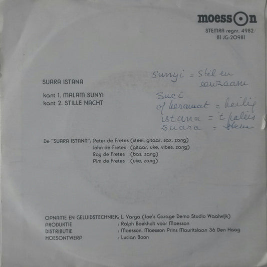 Suara Istana : Malam Sunyi (Stille Nacht) (7")
