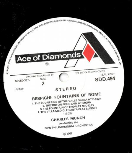 Ottorino Respighi / Charles Munch, New Philharmonia Orchestra : Fountains Of Rome / Pines Of Rome (LP, RE)