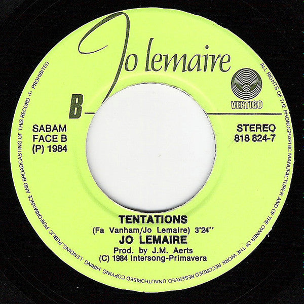 Jo Lemaire : Je Veux Chanter L'Hymne A L'Amour (7", Single)