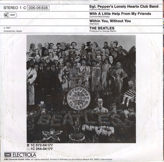 The Beatles : Sgt. Pepper's Lonely Hearts Club Band / With A Little Help From My Friends (7", Single)