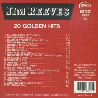 Jim Reeves : 20 Golden Hits (CD, Comp)