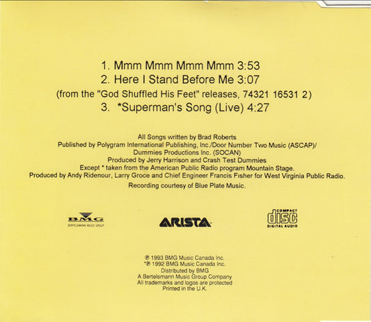 Crash Test Dummies : Mmm Mmm Mmm Mmm (CD, Maxi)