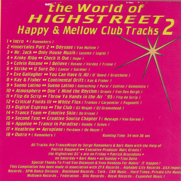 Various : Highstreet - The Happy & Mellow Club Tracks Vol. 2 (CD, Comp, Mixed)
